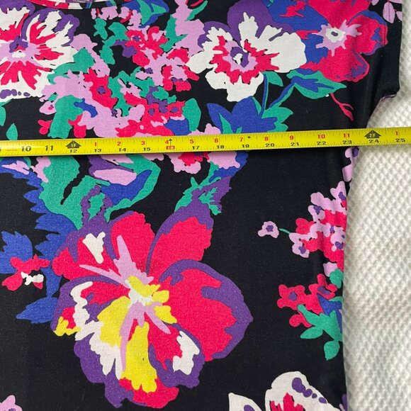 BEVERLY DRIVE SHORT SLEEVE PULLOVER TUNIC TOP Black Pink Red Floral PRINT 1X - Picture 12 of 16